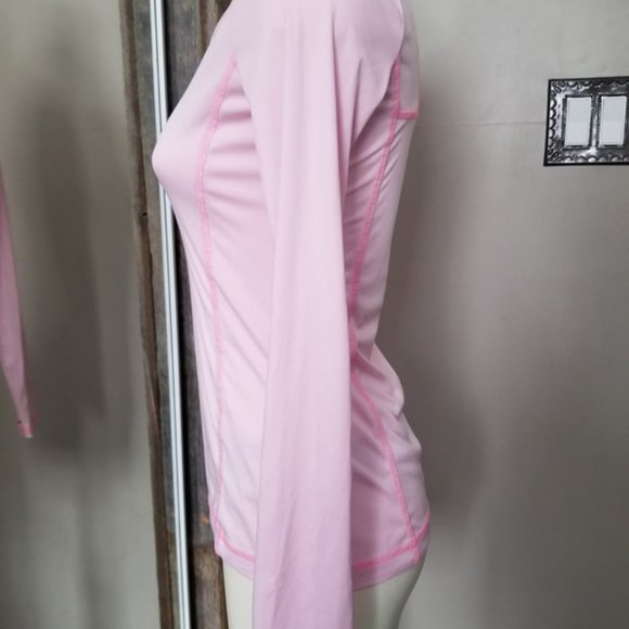 Women's Pink Work Out Athletic Gear Workout Shirt Top - Picture 2 of 4